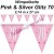 Wimpelkette Pink & Silver Glitz 70, Dekoration 70. Geburtstag