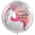 Zauberhafte Wünsche zum Schulstart. Satin-weißer, runder Luftballon zum Schulanfang mit Einhorn, inklusive Helium-Ballongas