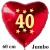 Großer Herzluftballon zum 40. Geburtstag, Jumbo-Folienballon mit Ballongas