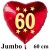 Großer Herzluftballon zum 60. Geburtstag, Jumbo-Folienballon mit Ballongas