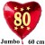 Großer Herzluftballon zum 80. Geburtstag, Jumbo-Folienballon mit Ballongas