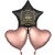 Zum bestandenen Abitur - Herzlichen Glückwunsch! Helium-Luftballons-Bouquet, Satin de Luxe, schwarz und roségold