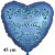 Zum Muttertag Danke! Herzluftballon, 45 cm, in Satinblau aus Folie mit Ballongas-Helium
