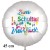 Zum 1. Schultag Viel Glück! Satinweißer runder Luftballon inklusive Helium-Ballongas