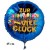 "Zur Einschulung viel Glück". Blauer runder Luftballon inklusive Helium-Ballongas