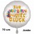 "Zur Einschulung viel Glück". Weißer runder Luftballon, Satin de Luxe, inklusive Helium-Ballongas