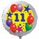 Luftballon aus Folie zum 11. Geburtstag, weisser Rundballon, Sterne und Luftballons, inklusive Ballongas