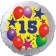 Sterne und Ballons 15, Luftballon aus Folie zum 15. Geburtstag, ohne Ballongas