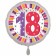 Luftballon aus Folie, weiß, rund, 45 cm, zum 18. Geburtstag