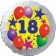Sterne und Ballons 18, Luftballon aus Folie zum 18. Geburtstag, ohne Ballongas