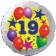 Sterne und Ballons 19, Luftballon aus Folie zum 19. Geburtstag, ohne Ballongas