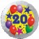 Sterne und Ballons 20, Luftballon aus Folie zum 20. Geburtstag, ohne Ballongas