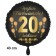 Luftballon aus Folie zum 20. Jahrestag und Jubiläum, 43 cm, schwarz, Satin