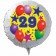 Luftballon aus Folie zum 29. Geburtstag, weisser Rundballon, Sterne und Luftballons, inklusive Ballongas