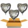 3 Herzluftballons aus Folie in Silber, Tauben, Herzen und Schleifen, Zahl 25, zur Silbernen Hochzeit inklusive Helium Ballongas
