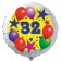 Luftballon aus Folie zum 32. Geburtstag, weisser Rundballon, Sterne und Luftballons, inklusive Ballongas