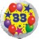 Sterne und Ballons 33, Luftballon aus Folie zum 33. Geburtstag, ohne Ballongas