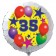 Luftballon aus Folie zum 35. Geburtstag, weisser Rundballon, Sterne und Luftballons, inklusive Ballongas
