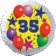 Sterne und Ballons 35, Luftballon aus Folie zum 35. Geburtstag, ohne Ballongas