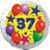 Sterne und Ballons 37, Luftballon aus Folie zum 37. Geburtstag, ohne Ballongas