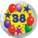 Sterne und Ballons 38, Luftballon aus Folie zum 38. Geburtstag, ohne Ballongas