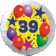 Sterne und Ballons 39, Luftballon aus Folie zum 39. Geburtstag, ohne Ballongas