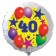 Luftballon aus Folie zum 40. Geburtstag, weisser Rundballon, Sterne und Luftballons, inklusive Ballongas