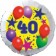 Sterne und Ballons 40, Luftballon aus Folie zum 40. Geburtstag, ohne Ballongas