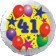 Sterne und Ballons 41, Luftballon aus Folie zum 41. Geburtstag, ohne Ballongas