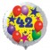 Luftballon aus Folie zum 42. Geburtstag, weisser Rundballon, Sterne und Luftballons, inklusive Ballongas