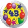 Sterne und Ballons 43, Luftballon aus Folie zum 43. Geburtstag, ohne Ballongas
