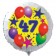 Luftballon aus Folie zum 47. Geburtstag, weisser Rundballon, Sterne und Luftballons, inklusive Ballongas