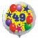 Luftballon aus Folie zum 49. Geburtstag, weisser Rundballon, Sterne und Luftballons, inklusive Ballongas