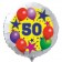 Luftballon aus Folie zum 50. Geburtstag, weisser Rundballon, Sterne und Luftballons, inklusive Ballongas