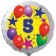 Luftballon aus Folie zum 5. Geburtstag, weisser Rundballon, Sterne und Luftballons, inklusive Ballongas