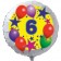 Luftballon aus Folie zum 6. Geburtstag, weisser Rundballon, Sterne und Luftballons, inklusive Ballongas