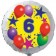 Sterne und Ballons 6, Luftballon aus Folie zum 6. Geburtstag, ohne Ballongas