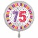 Luftballon aus Folie, weiß, rund, 45 cm, zum 75. Geburtstag