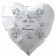 Alles Gute zum Hochzeitstag, weißer Herzluftballon mit violetten ornamenten und Herzen, inklusive Helium
