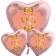 Ballon-Bouquet Herzluftballons aus Folie, Rosegold, zum 90. Geburtstag, Rosa-Gold