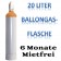 Ballongas Helium 20 Liter Flasche 6 Monate mietfei