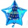 Viel Glück, Stern-Luftballon aus Folie mit Helium Ballongas