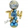 LED Ballondeko zum 74. Geburtstag in Blau und Gold