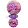 Detailansicht der Spitze mit Luftgefülltem Folienballon und Aqua-Konfettiballon in Lila, Rosa und Pink