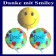 Danke Smiley Luftballons, 2 Folienballons Danke, 1 Folienballon Smiley, inklusive Ballongas