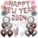 Silvester Dekorations-Set mit Ballons Happy New Year 2024 Rose Gold & Silver, 32 Teile