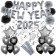 Silvester Dekorations-Set mit Ballons Happy New Year 2025 Black & Silver, 32 Teile