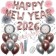 Silvester Dekorations-Set mit Ballons Happy New Year 2026 Rose Gold & Silver, 32 Teile