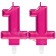 Zahl 11 Kerzen mit edlem Metallicglanz in Pink