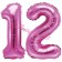 Mini-Folienballons Zahl 12 in Pink zur Befüllung mit Luft